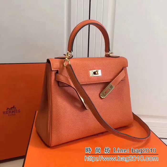 愛馬仕Hermes 荔枝紋頭層牛皮凱莉包 可手提肩背 0AM1658